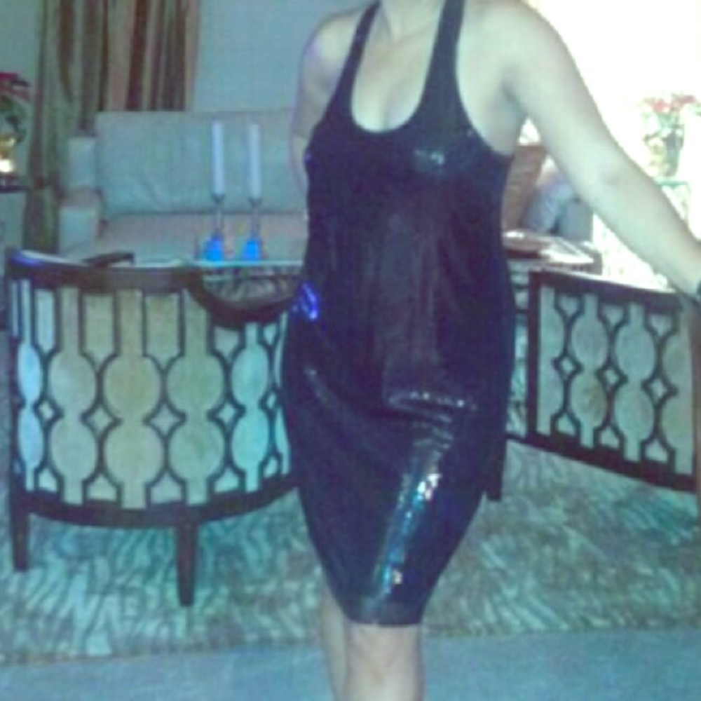 Black sequin sleeveless dress